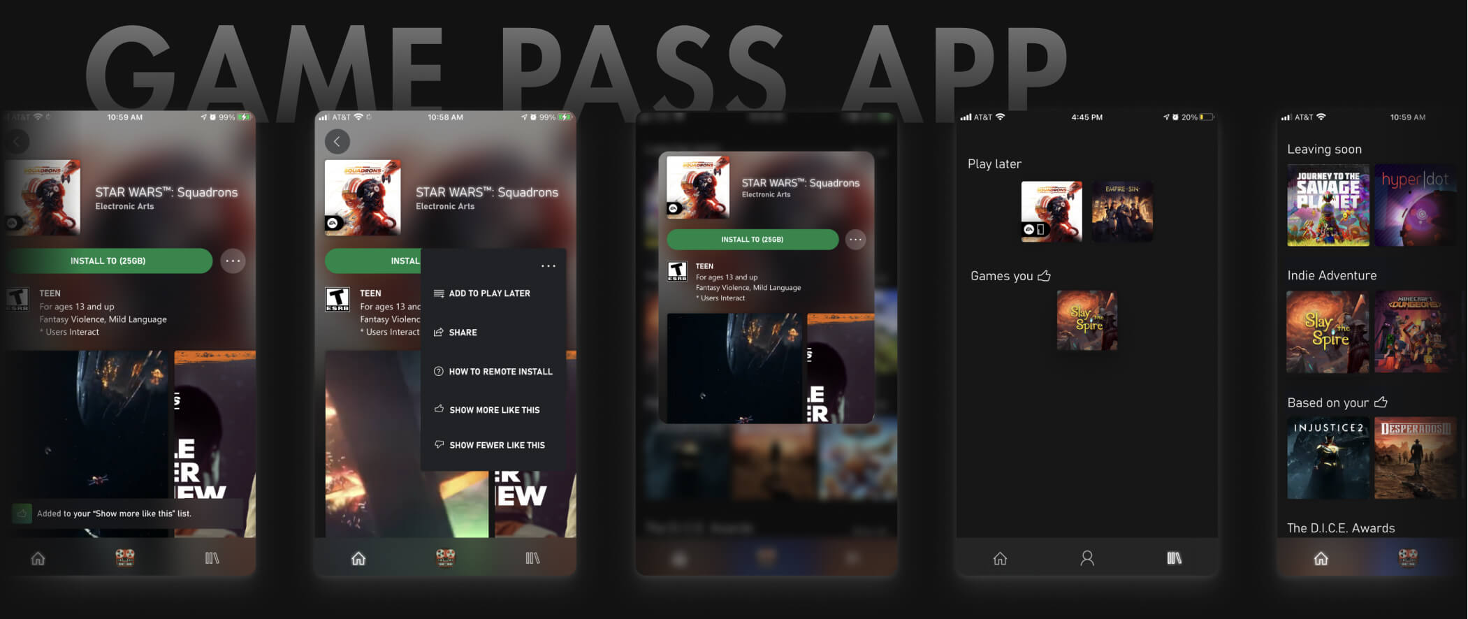 Game Pass App Concept Mocks